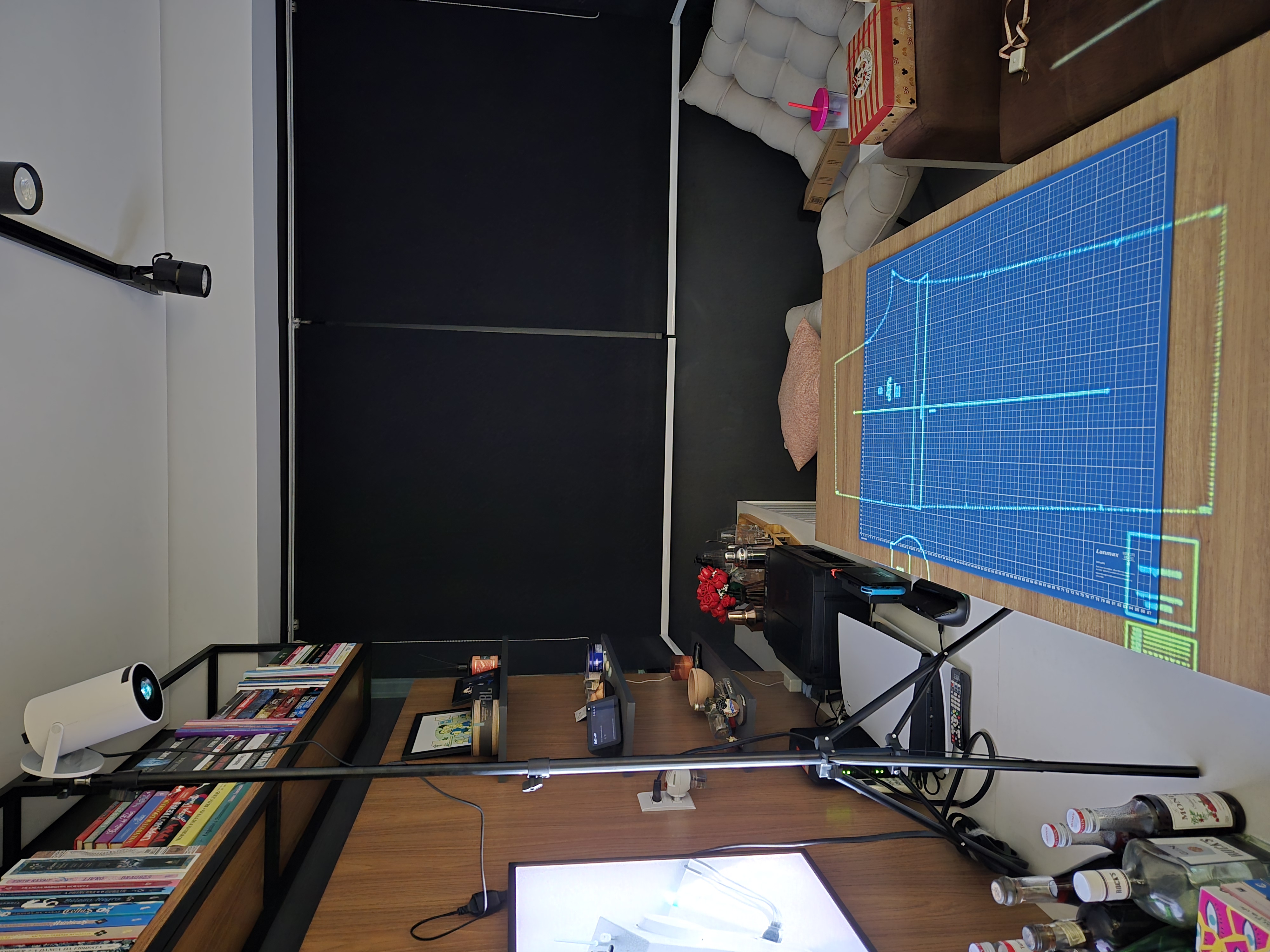 Projetor exibindo a largura que eu queria