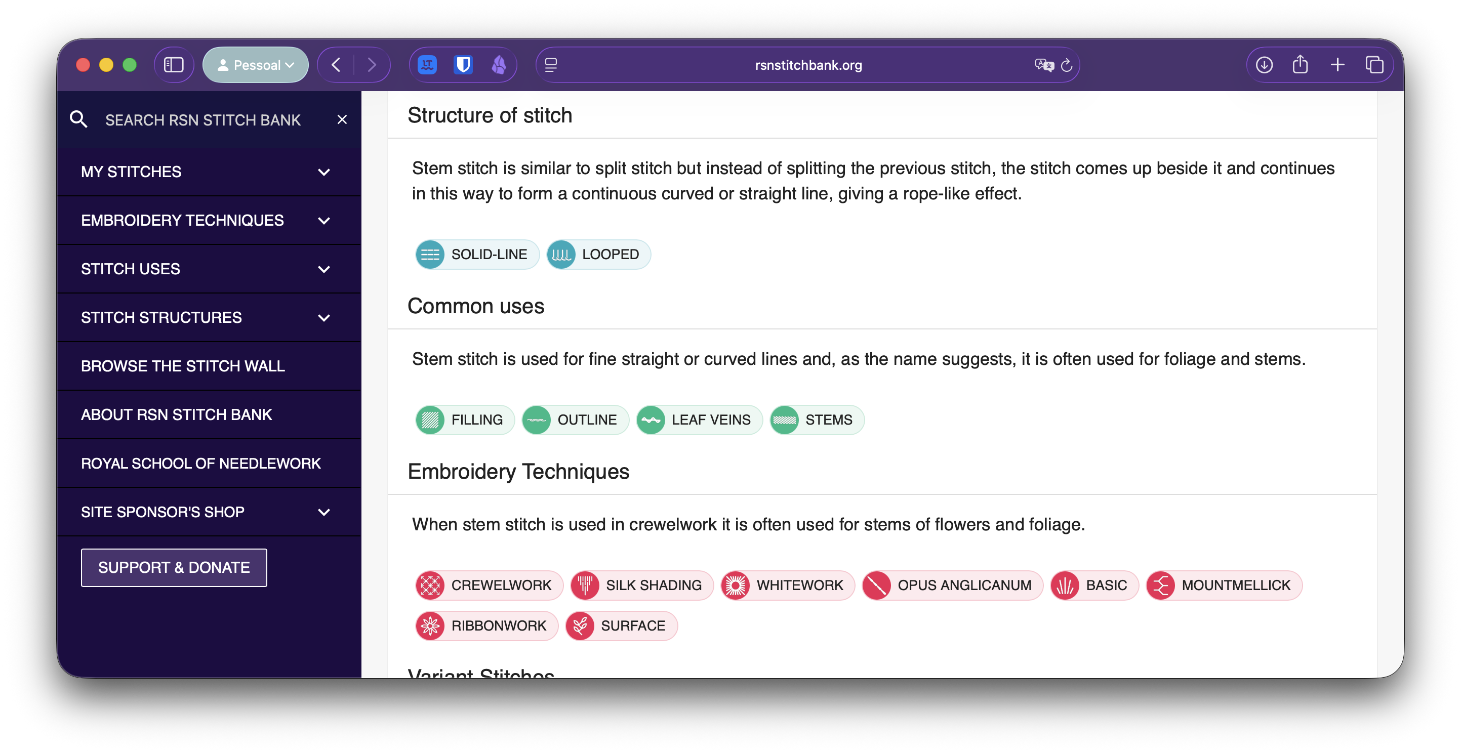 Descrição do ponto