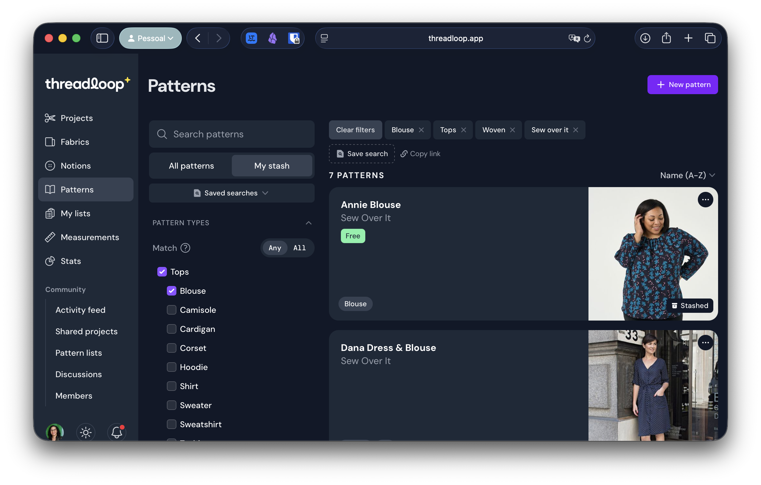 Exemplo de busca no Threadloop