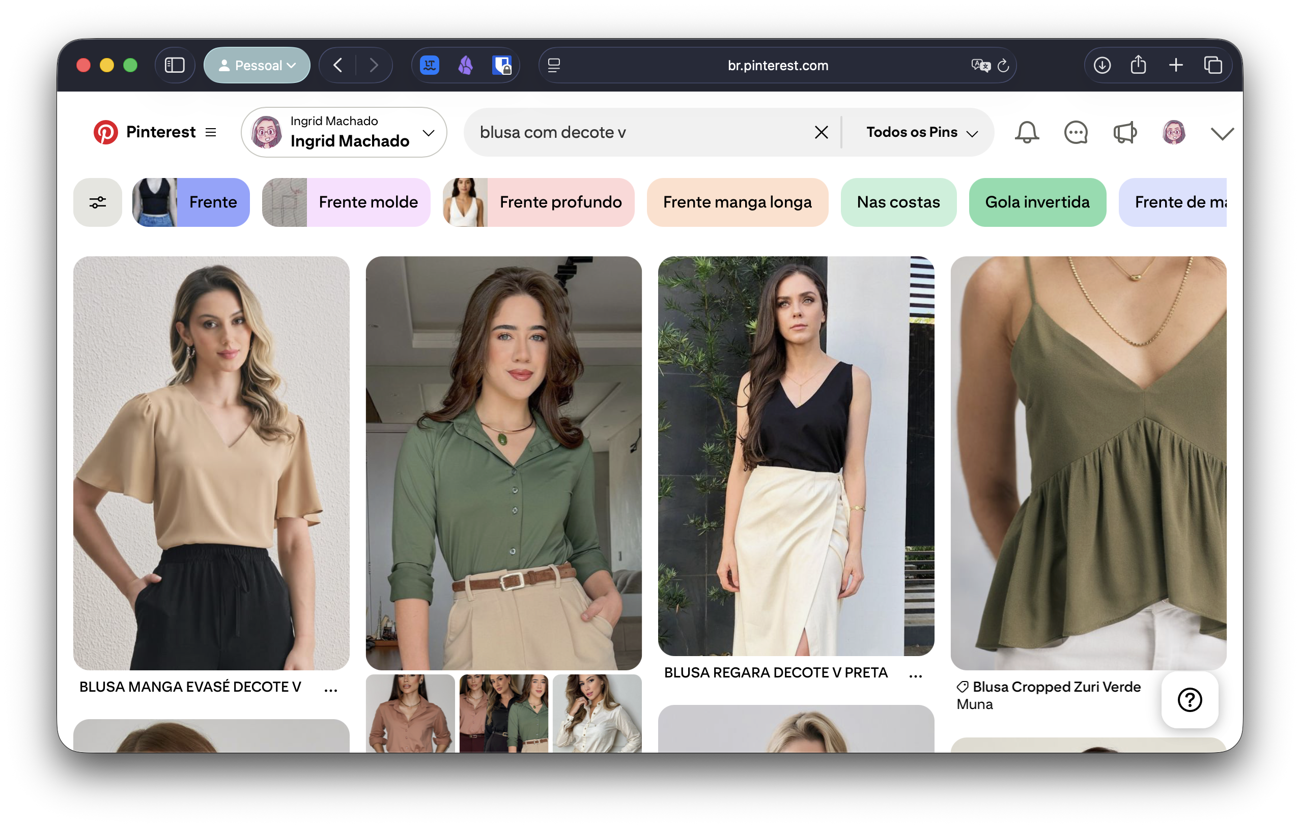 Exemplo de busca no Pinterest
