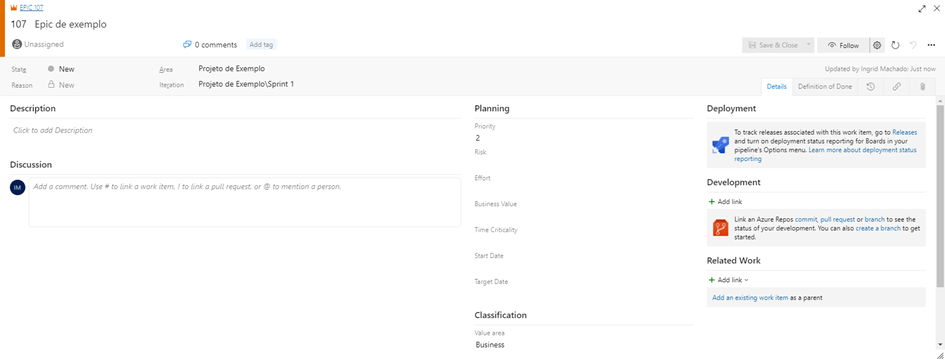 Detalhes do Epic
