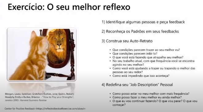 "Slide mostrando o exercício 'O seu melhor reflexo'"