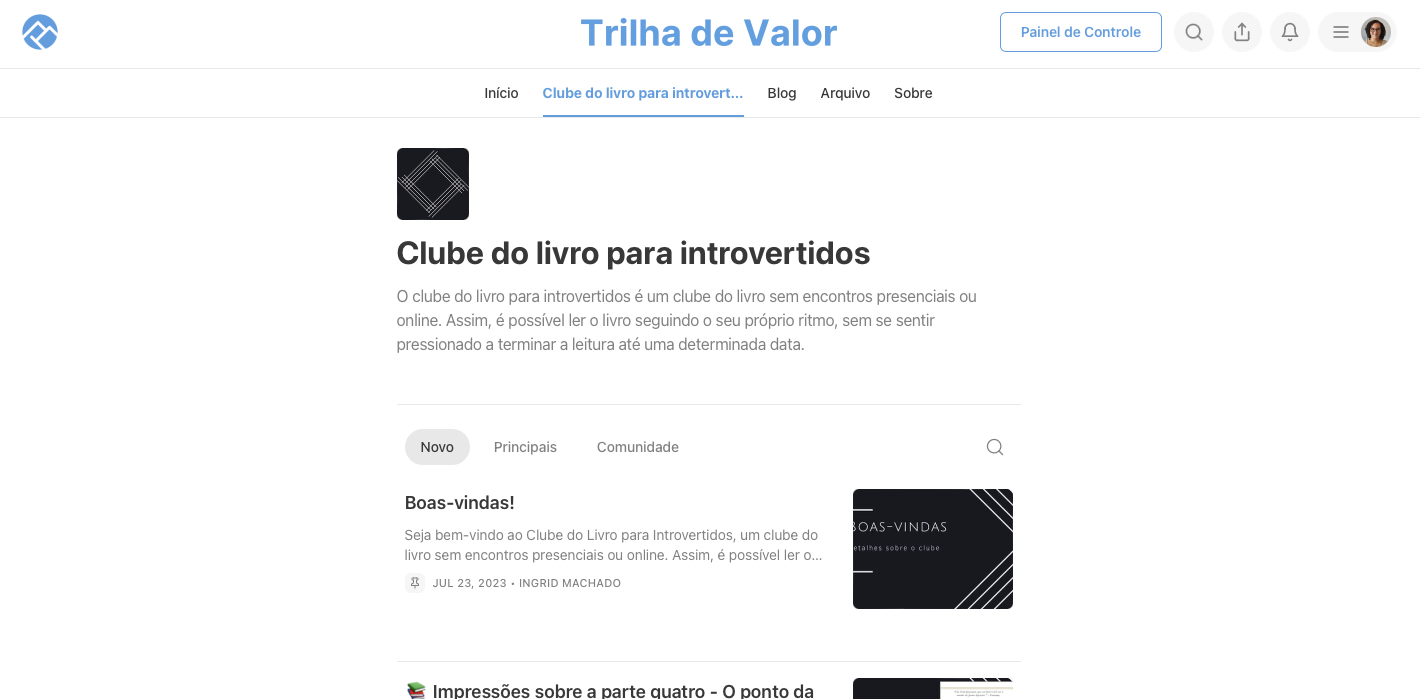 Clube migrado para o Substack, mantendo o mesmo layout