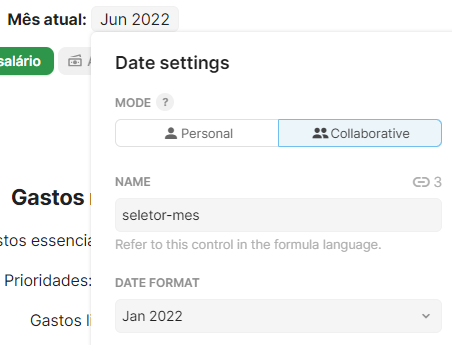Print da configuração do seletor