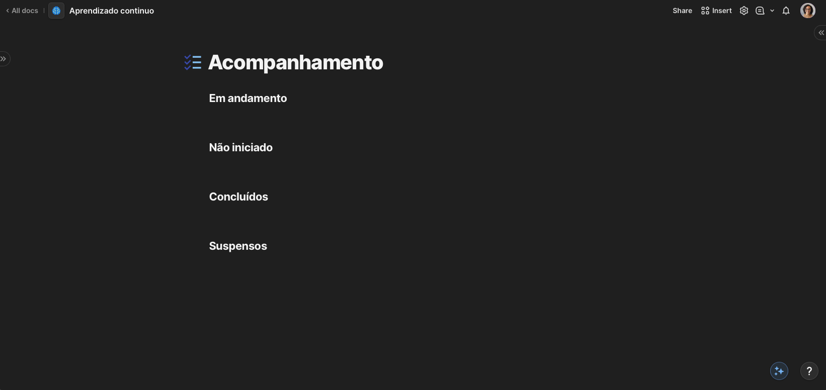 Criação da página de acompanhamento