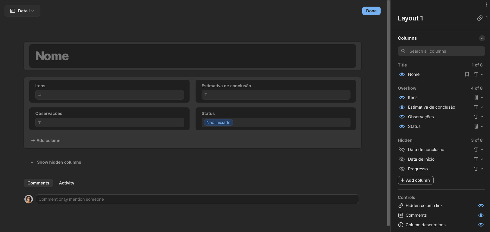 Criação do formulário de cadastro de planos de estudos