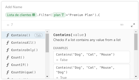 Print do assistente de fórmulas