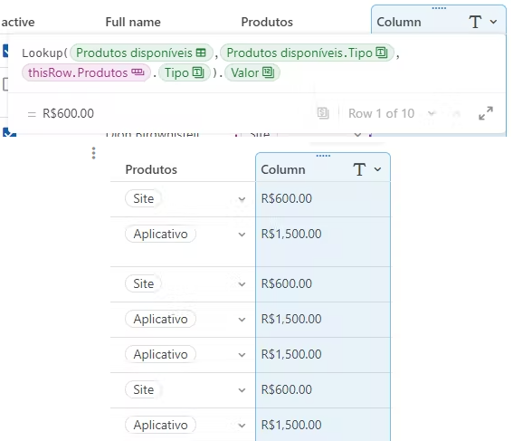 Print da tabela "Lista de clientes" com uma nova coluna usando a fórmula de lookup