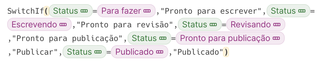 Fórmula para mudar o texto do botão