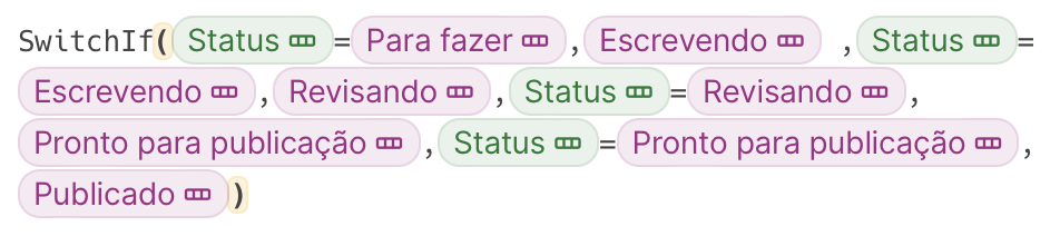 Fórmula da Action do botão para mudar o status do conteúdo