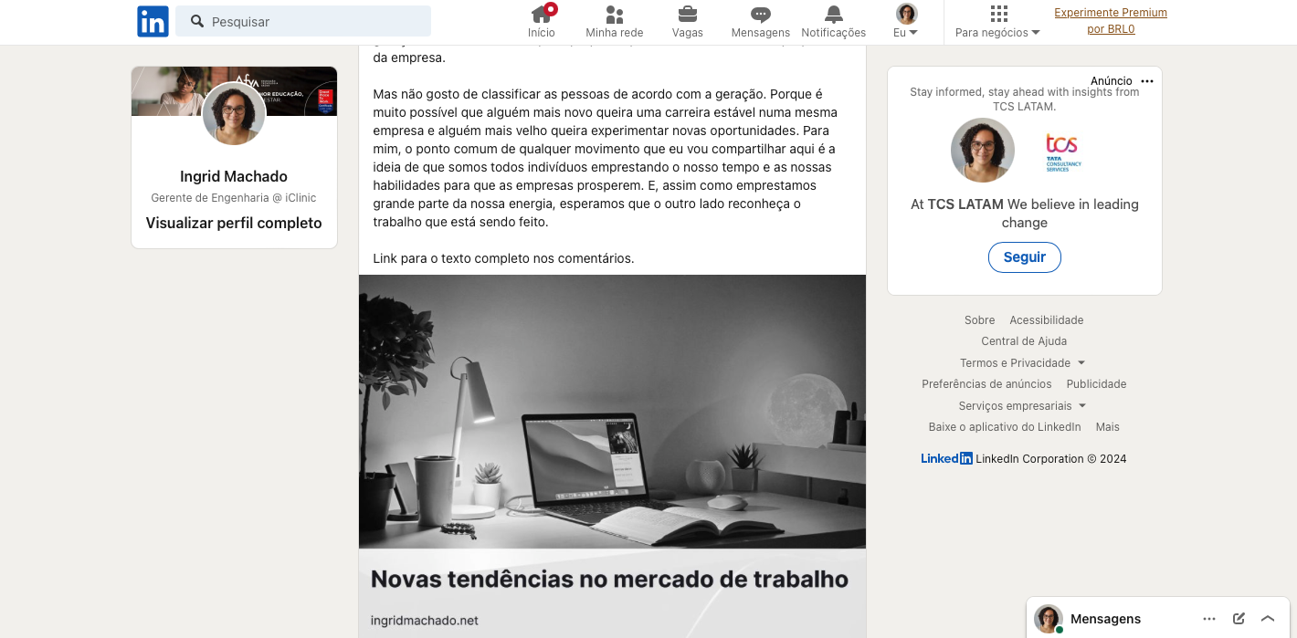 Segundo formato de publicação, com maior alcance e layout feito por mim