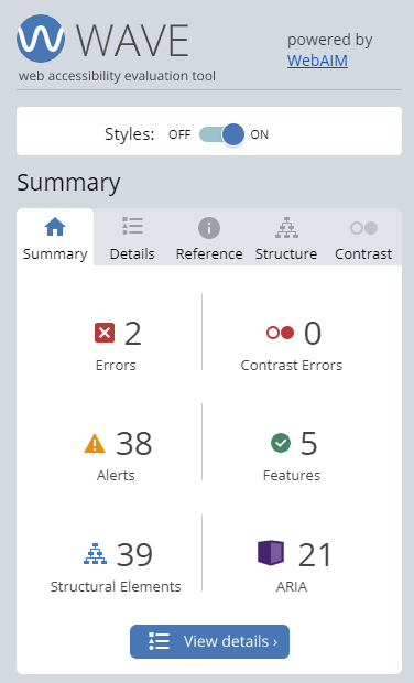 Resultado da análise na página de post do blog rodando localmente, após as alterações