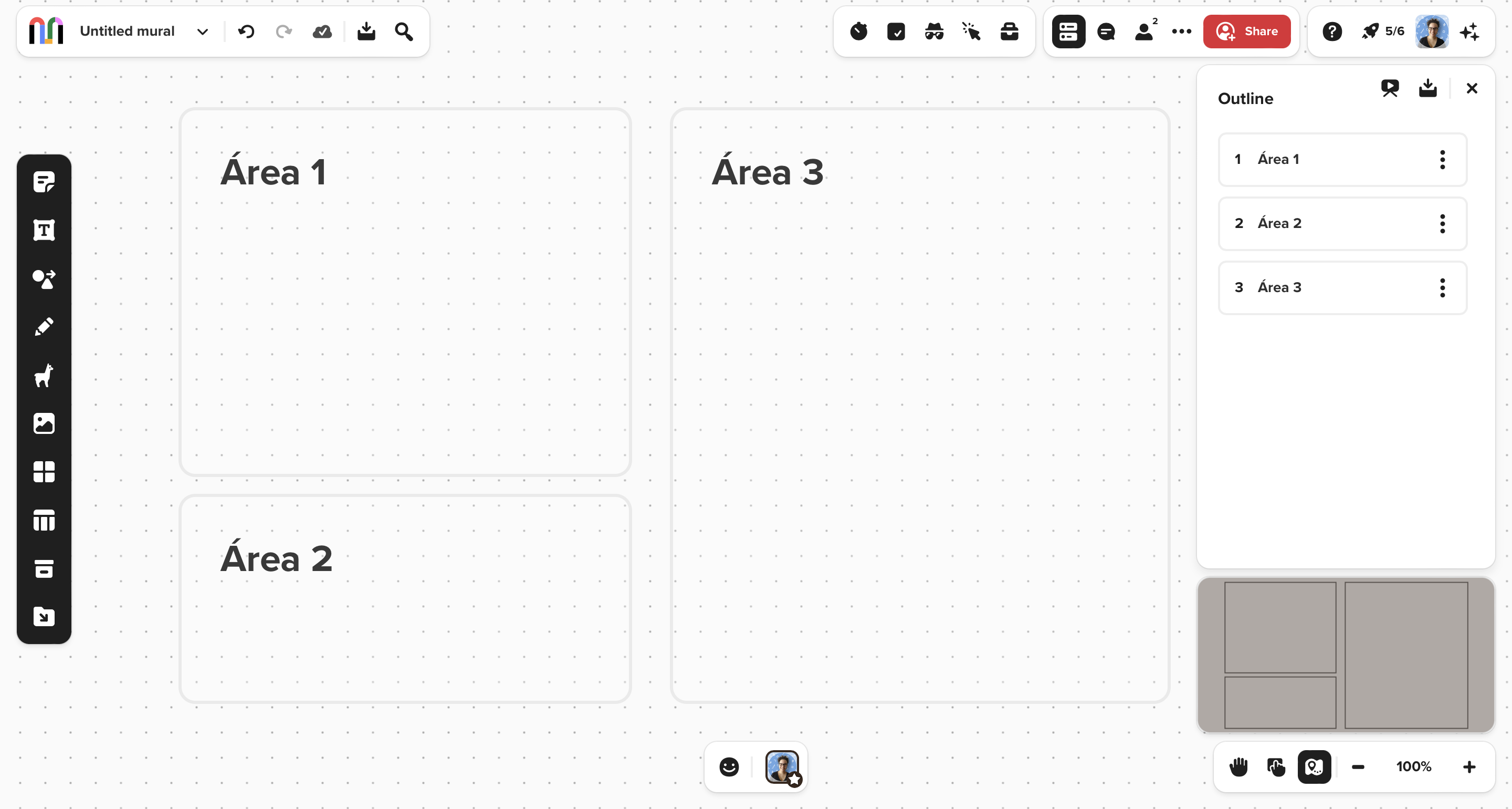 Print do quadro exibindo as áreas com o outline aberto
