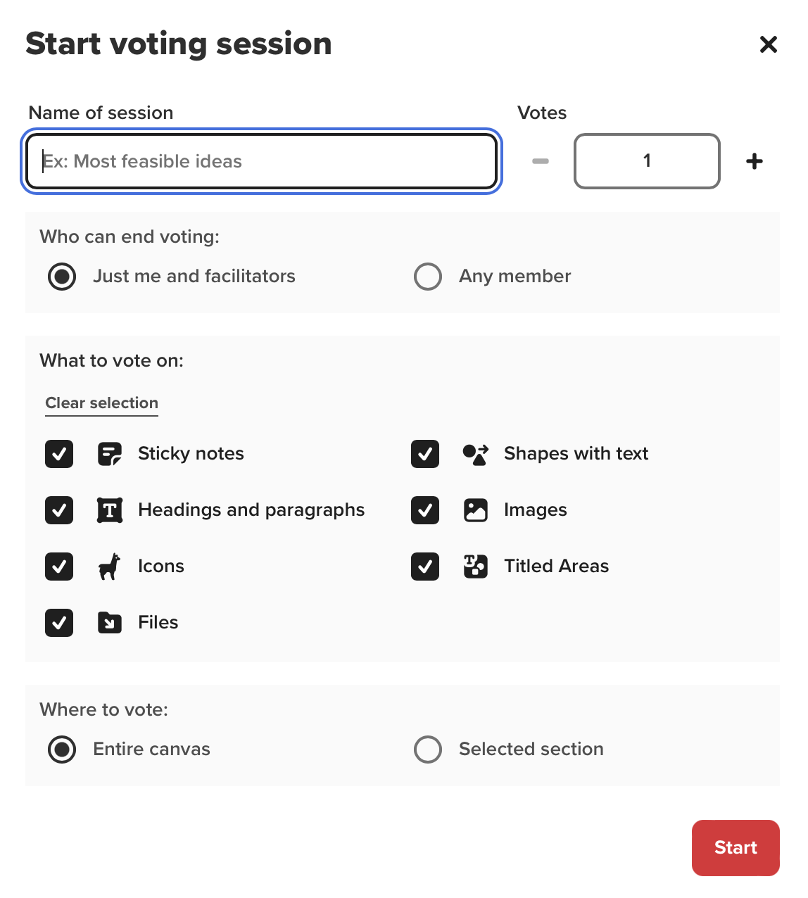 Print do formulário de criação de seção de votação