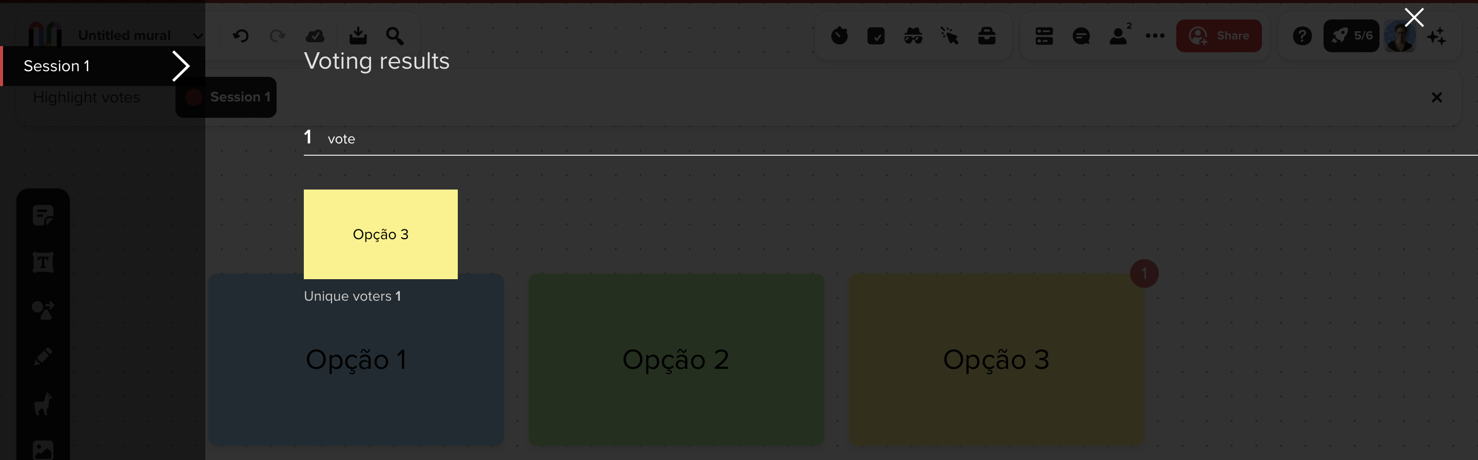 Print do resultado da seção de votação