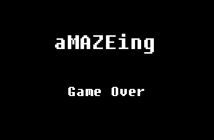 Tela do game over feita no Paint com o fundo preto e letras brancas