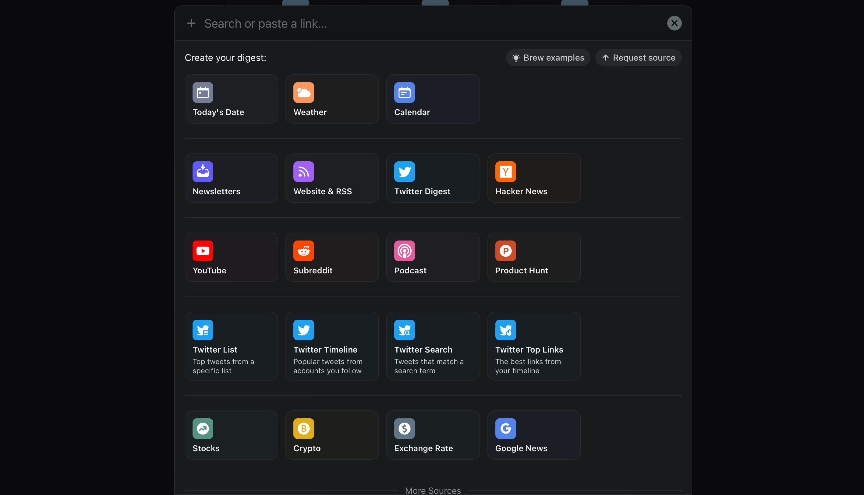 Tela de configuração do Mailbrew