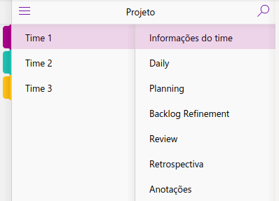 Organização do projeto no OneNote