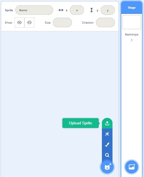 Tela para incluir sprite