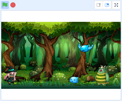 Stage com a bruxinha e os inimigos adicionados