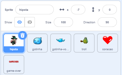 Área com todos os assets adicionados
