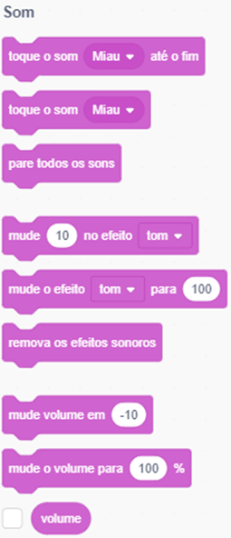 Imagem com os blocos de som