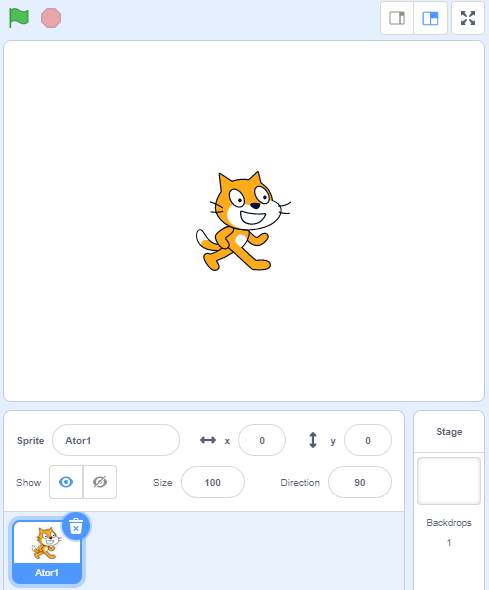 Stage com o sprite centralizado