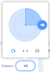 Seletor para definir o ângulo do campo "Direction"