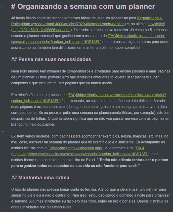 Texto do post copiado do Microsoft Word para o Typora sendo exibido no modo de visualização de código fonte